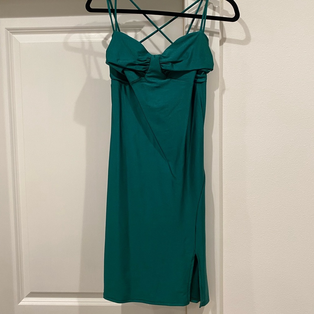 green shimmer mini dress! absolutely stunning!! worn once!
